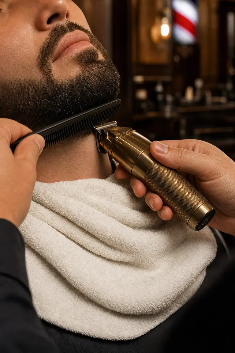 Perfilado de barba con toalla caliente